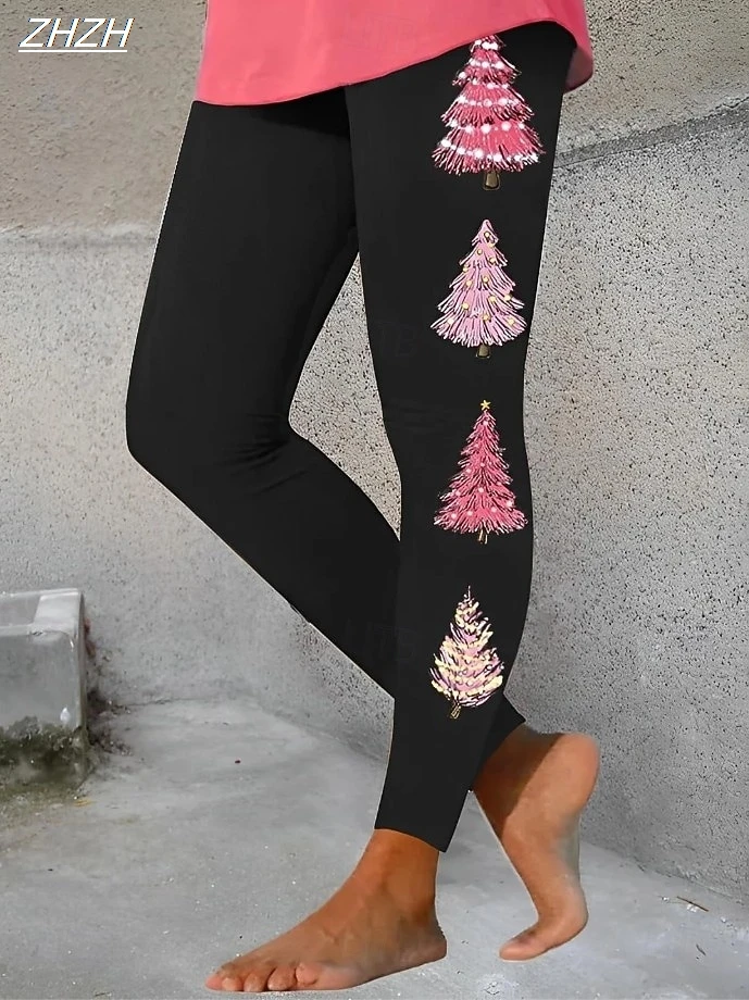 Women's Leggings Fashion Streetwear Basic High Waist Pants Ugly Christmas Graphic Snowman Snowflake Printing Thermal Warm #1