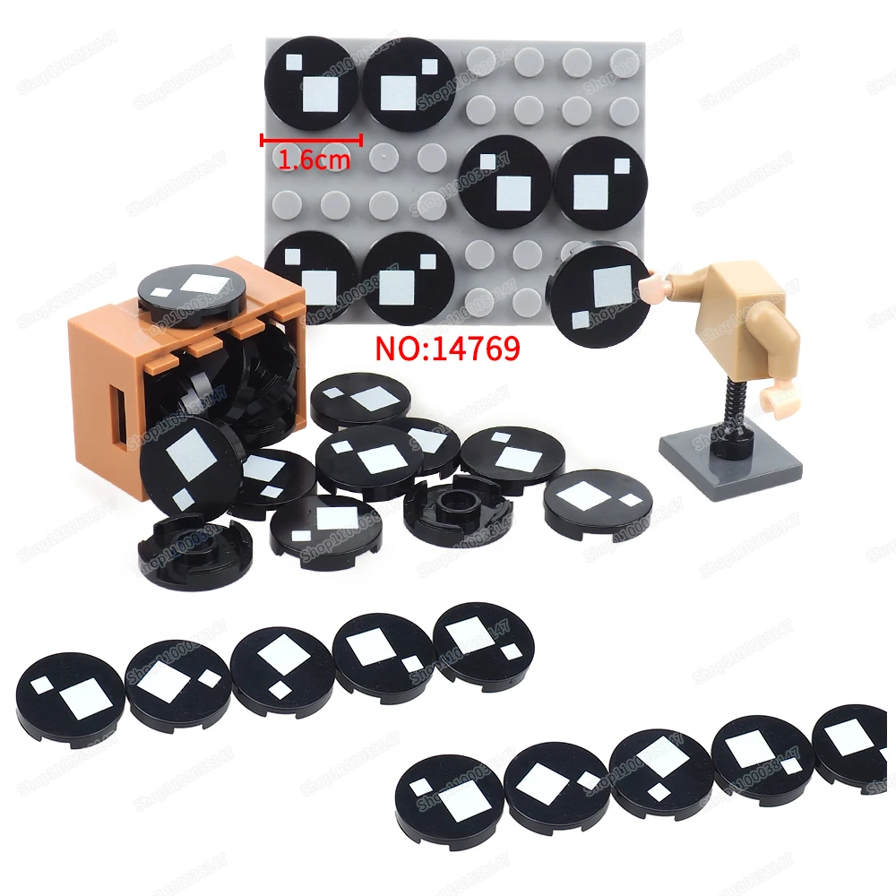 White Square Pattern Building Block 14769 Circle 2X2 Tiles Printed MOC Blocks figures Eyes Scenes Accessories Models Gifts Toys