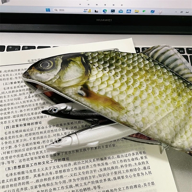

New 1pc Creative And Quirky Gift Simulated Fish Pen Bag Simulated Crucian Carp Stationery Bag
