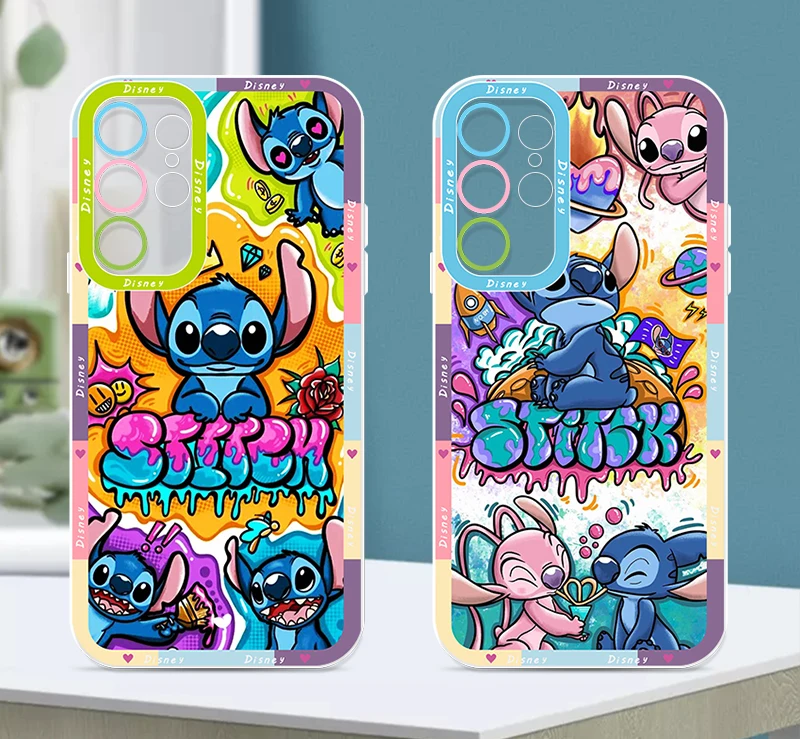 Disney Cute Lilo & Stitch For Samsung Galaxy S24 S23 S22 S21 S20 Pro FE Ultra A23 A52 A53 A71 Angel Eyes Transparent Phone Case