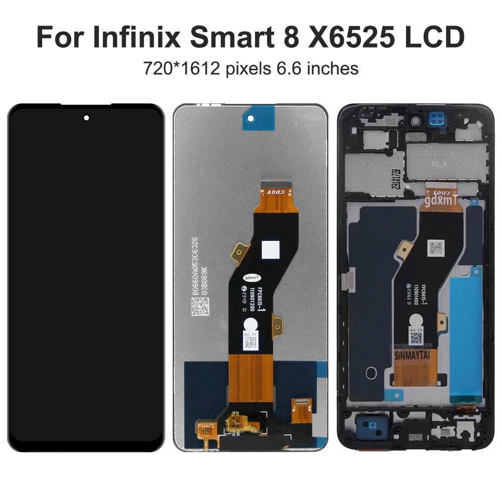 For Infinix Smart 8 For Smart8 6.6\'\'X6525 LCD Display Touch Screen Digitizer Assembly Replacement