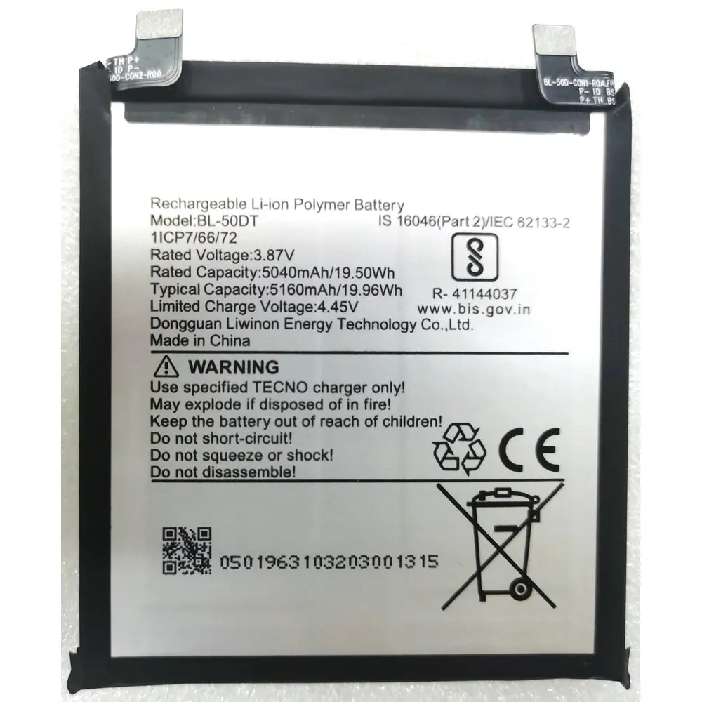 New BL-50DT Replacement Original Battery For Tecno Phantom X2 Pro 5G AD9 Phantom X2 AD8 Mobile Phone