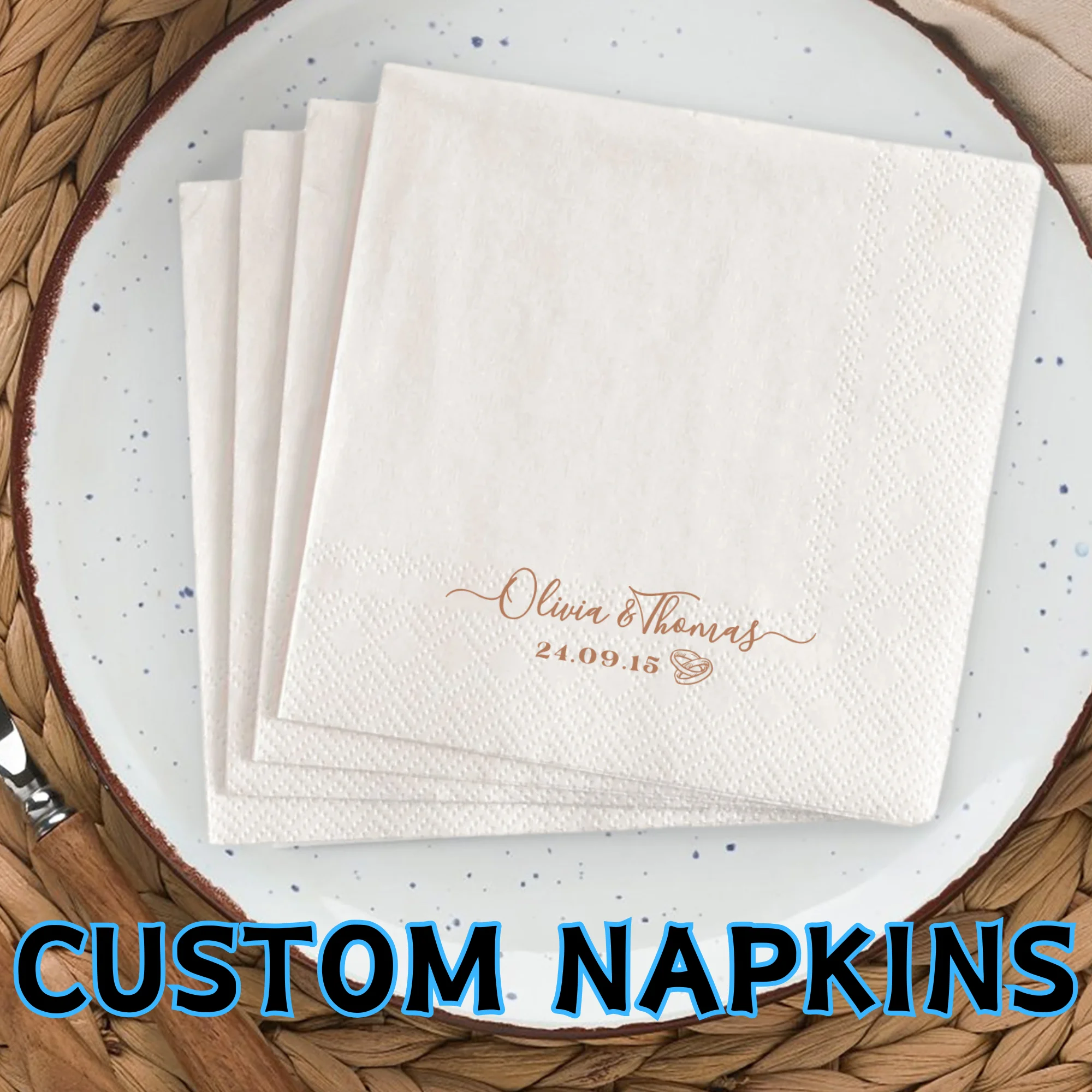 

Personalized Wedding Paper Napkins Multi-colored Custom Monogram Printed Napkins for Cocktail Party Anniversary Christmas Decor