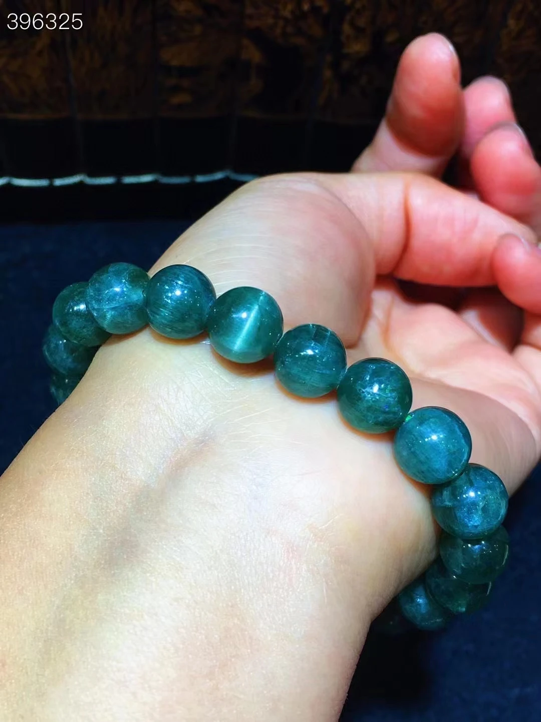 9.5mm Natural Green Apatite Gemstone Women Men Beads Bracelet Round Beads Chatoyant Cat Eye Green Apatite Gemstone AAAAAA