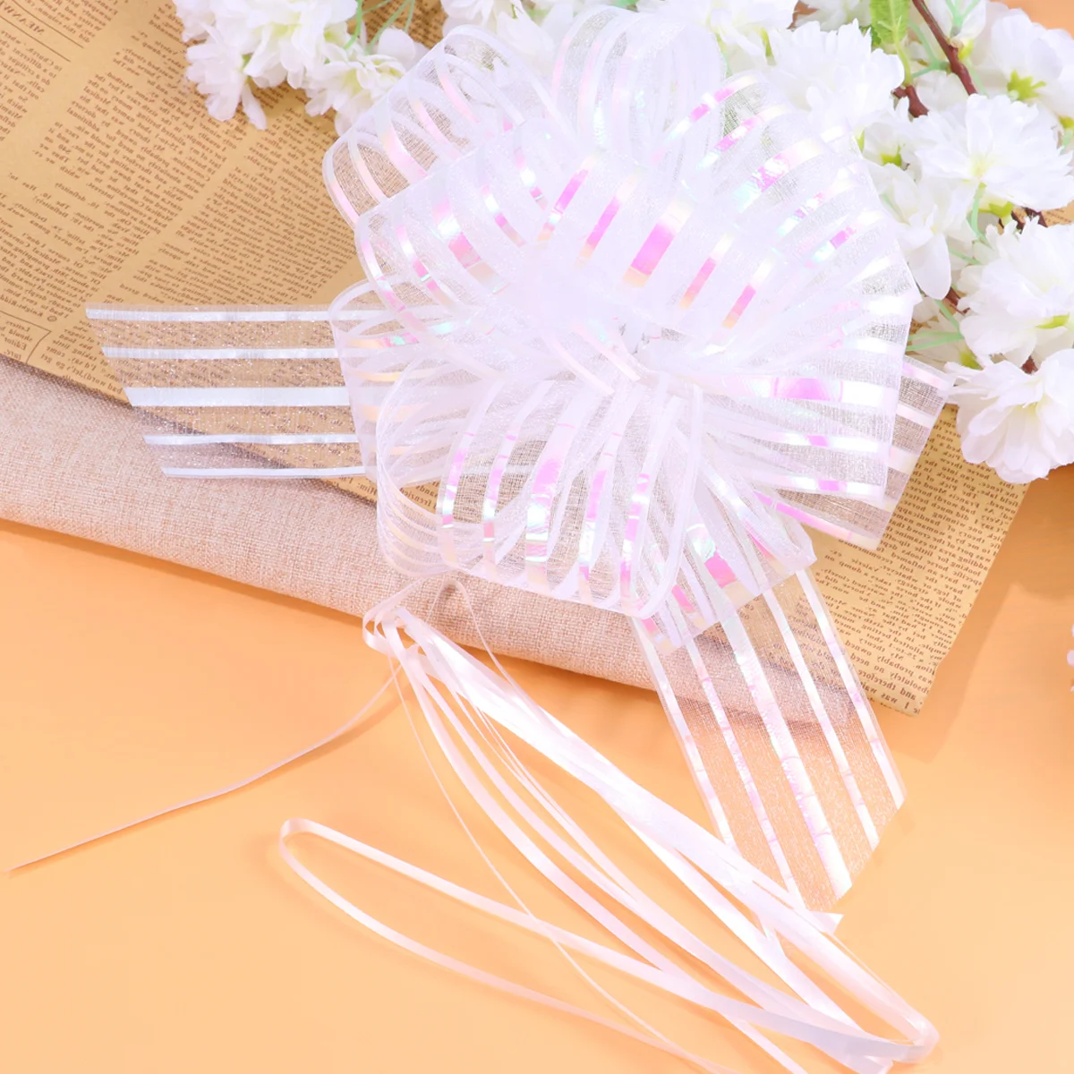 

10Pcs Hand Pull Bows Wedding Decoration Pink Perfect for Gifts Favors Candy Boxes Fruit Basket Wedding Pull Bows