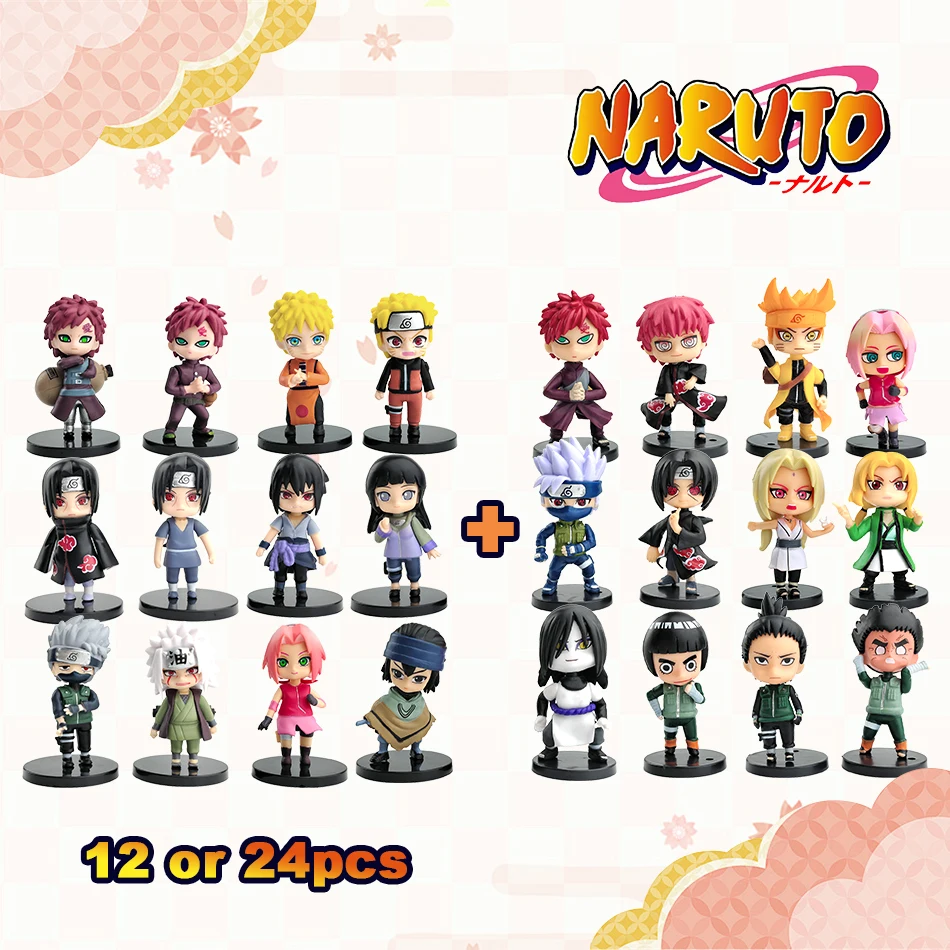 12/24 Teile/satz Naruto Shippuden Anime Figuren Hinata Sasuke Itachi Kakashi Gaara Figur Spielzeug Q Version Action Figur Modell Puppen