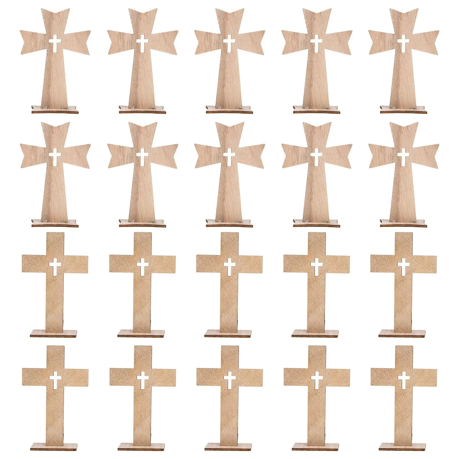 

20 Sets Wooden Cross Ornaments Centerpiece Home Decor Table Decorations Plants Christian Mother