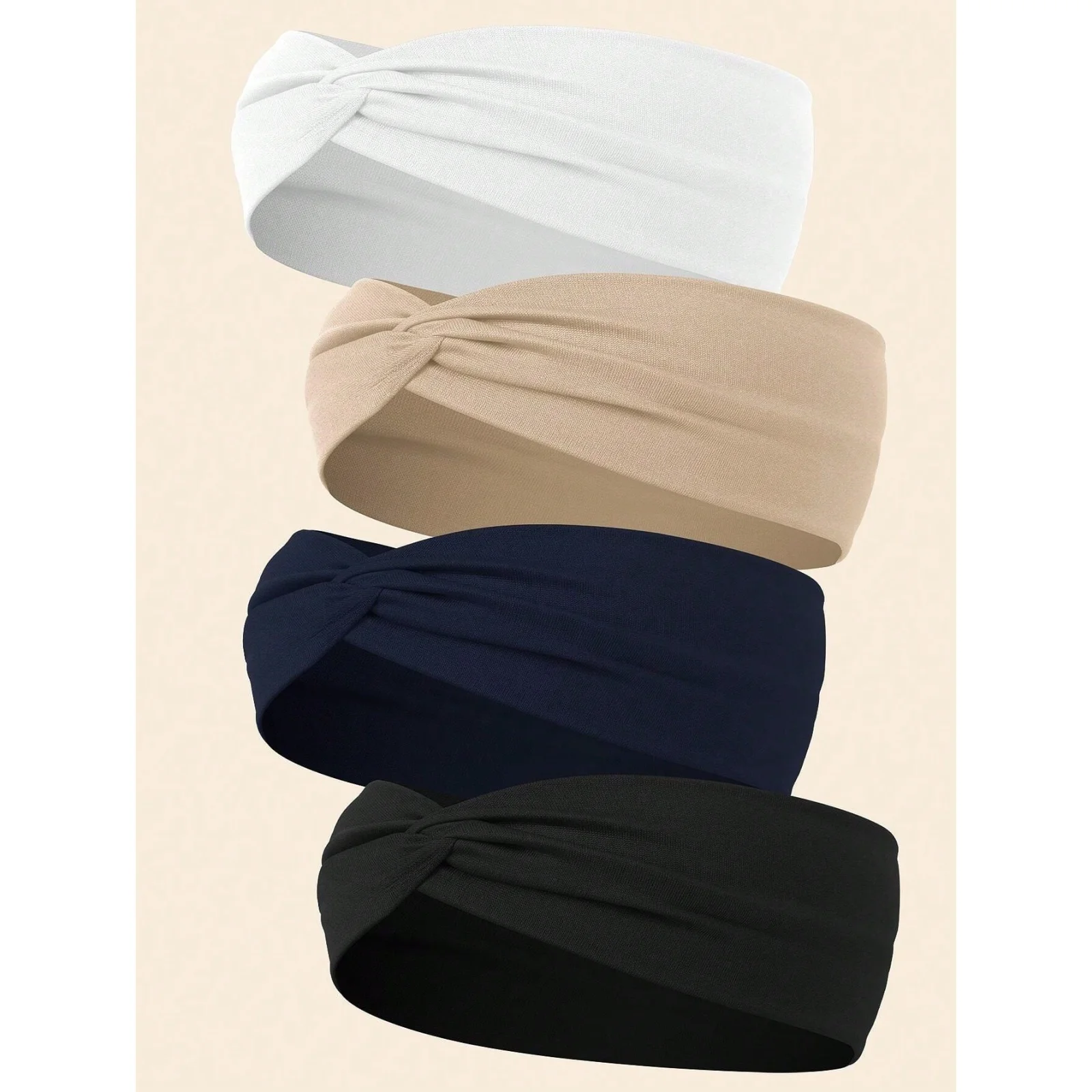 

4PCS Solid Color Casual Cross Hair Bands, Suitable for Daily Wear & Fitness Scenarios — Sports Hair Bands, Headscarf-Style Hair head band пов'язка на голову