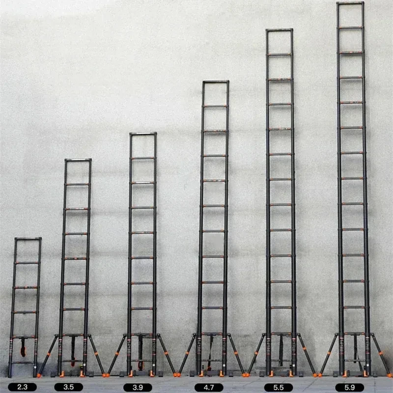 

Modern Folding Aluminum Ladders Home Thickened Telescopic Step Ladders With Hook Kitchen Furniture Indoor Engineering Ladder