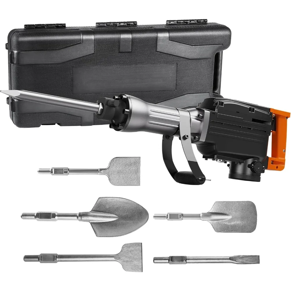 

Demolition Jack Hammer, 1350 BPM Concrete Breaker 6pcs Chisels Bit Chipping with Case, 2200W Electric Jackhammer Heavy