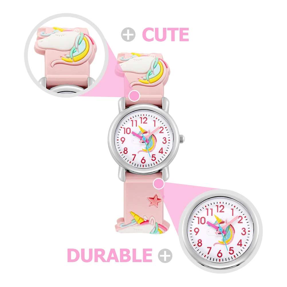 Cute Unicorn Watch 3D Cartoon Wrist Watch Delicate Gift For Girls Birthday Christmas Party School Season Durable