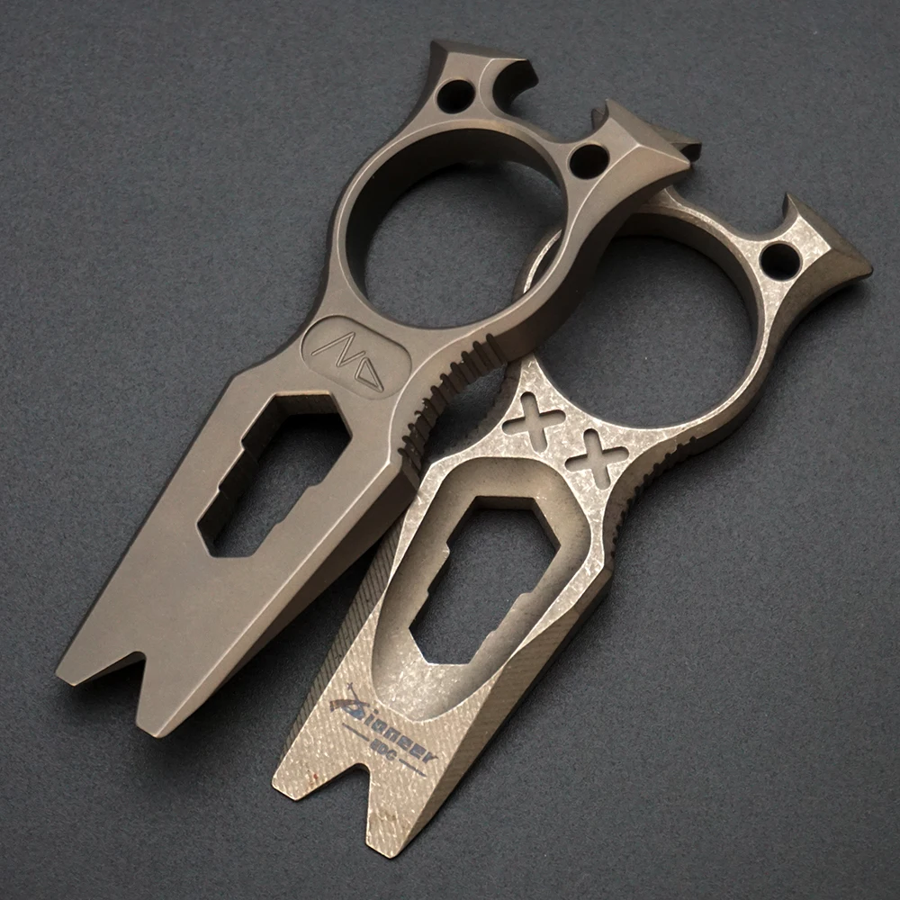 Titanium Alloy Multifunctional Crowbar With Buckle Hole Bottle Opener Multi-specification Wrench Outdoor Camping EDC Tool