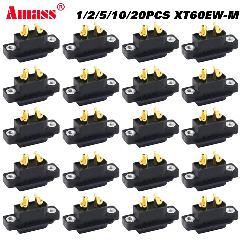 Amass XT60EW-M Mountable XT60E Male Plug Connector DC500V 20A-40A 0.6mΩ Gold-Plated for RC Drone DIY Part 1/2/5/10/20PCS