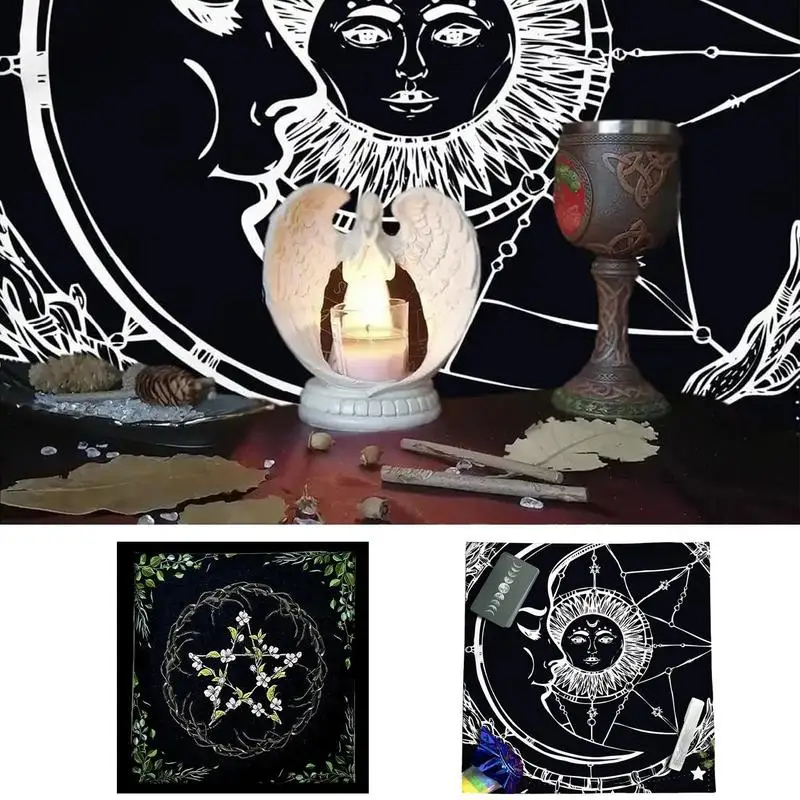 

Square Tarot Tablecloth Gothic Tarot Mat 19.68 X 19.68 Inches Ritual Spiritual Cloth Tarot Reading Cloth Altar Cloth Tapestry