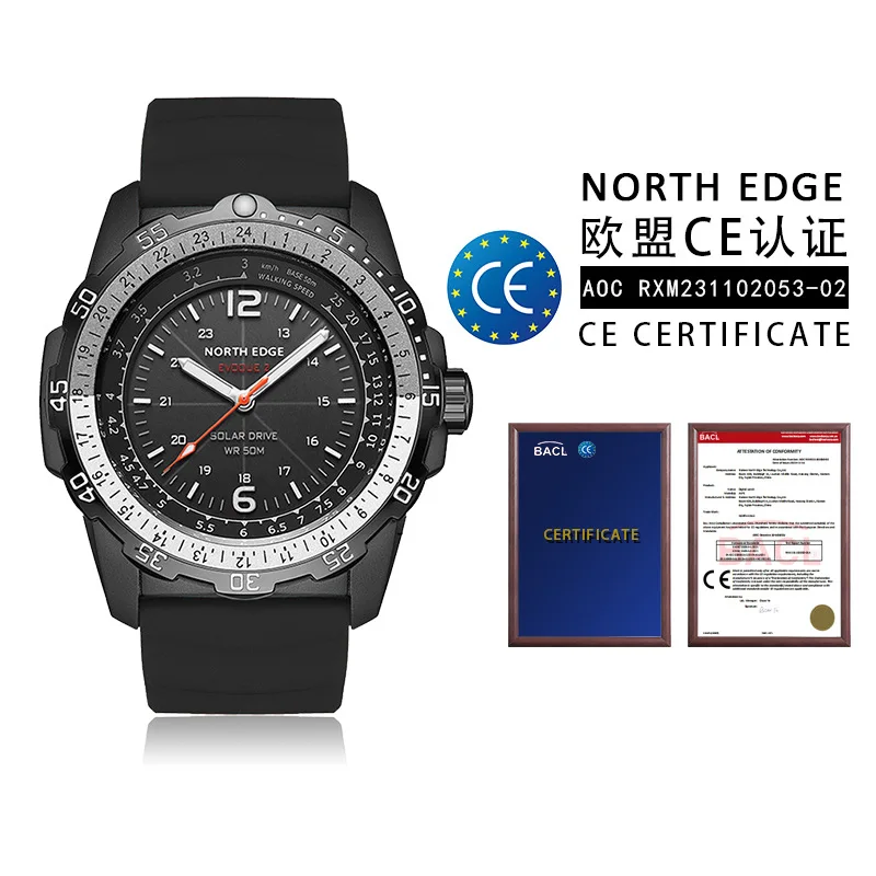 North Edge EVOQUE2 Outdoor Electronic Watch - Solar Waterproof Luminous Speed Dial for Active Lifestyle
