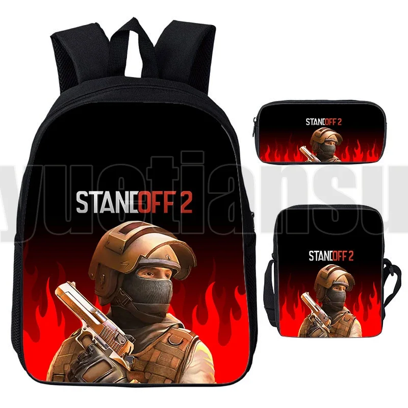 3D Print Anime Sac A Dos Standoff 2 Backpack Kids Bookbag Men Shooting War Game Boys Girls 12/16 Inch Bag Pack for Travel