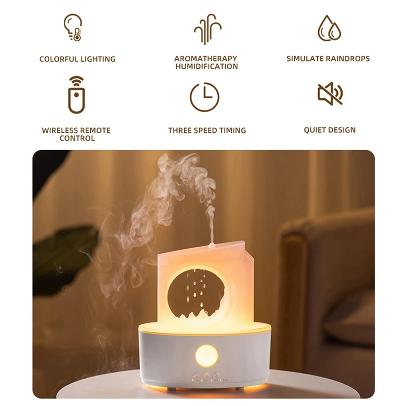 Rain Clouds Aroma Diffuser Raindrop Air Humidifier Humidificador De Aroma Night Light Desktop Ultrasonic Sprayer US Plug