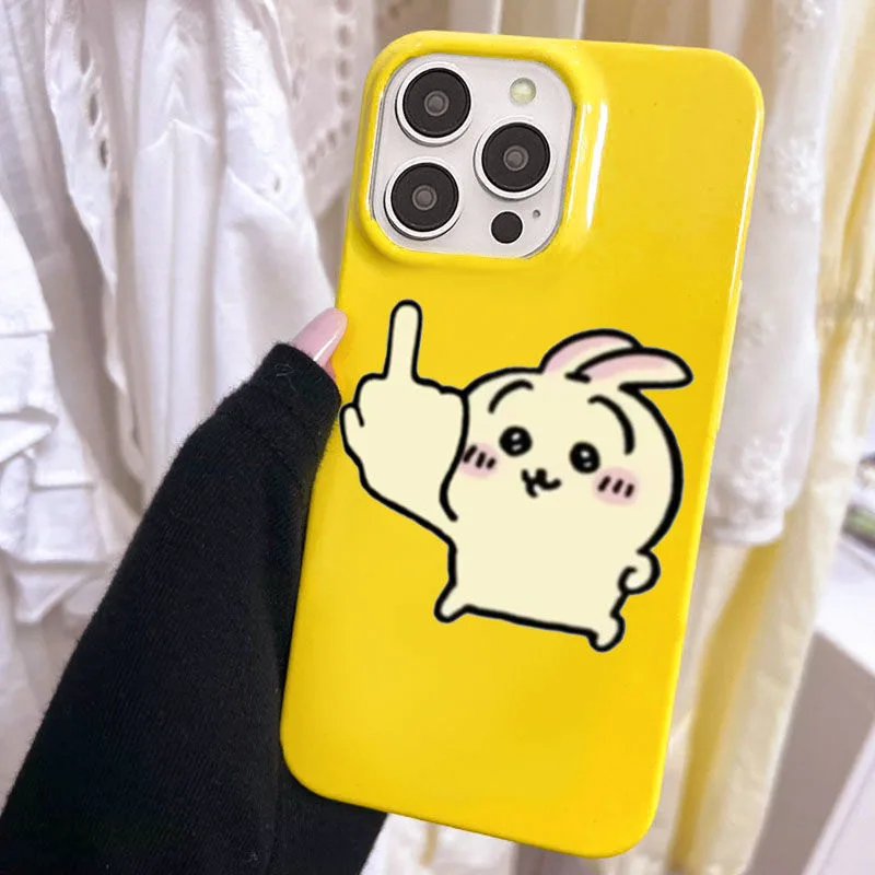 Cute Kawaii Anime Usagi Chiikawa Middle Finger Shockproof Phone Case for iPhone 15 14 13 12 11 Pro Pro Max XS Max XR XS X