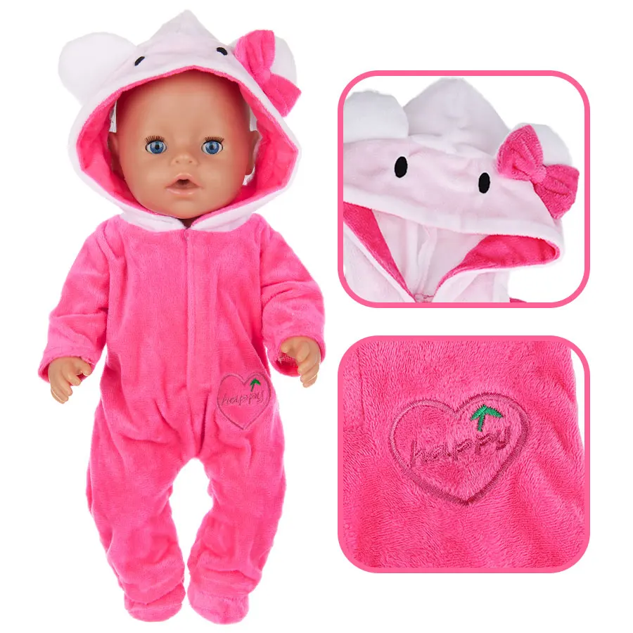 18 インチ/45 センチメートル人気のアメリカンドールの服セットフィットリボーンドールピンクブルーレッド猫服パジャマアクセサリー人形服ガールギフト