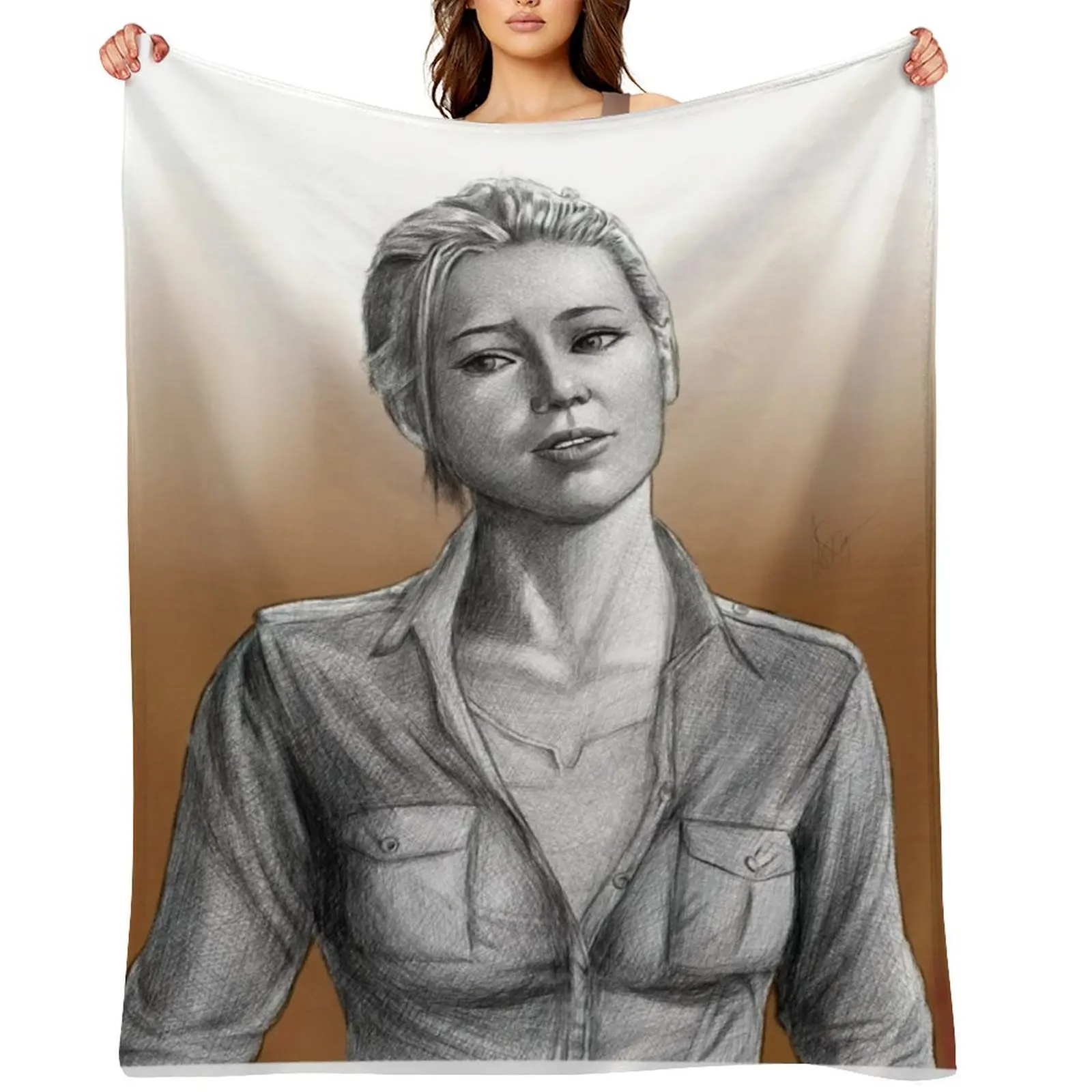 

Elena Fanart - Uncharted 3 video game Throw Blanket warm for winter Flannel for winter Flannels Blankets
