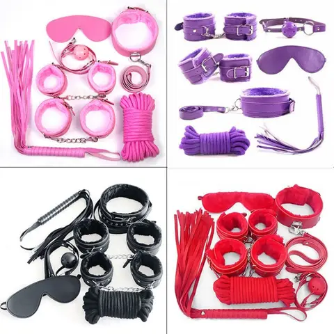 7 Piece Adult SM BDSM Bondage Kit Set Premium Leather sexx Toy for Couples