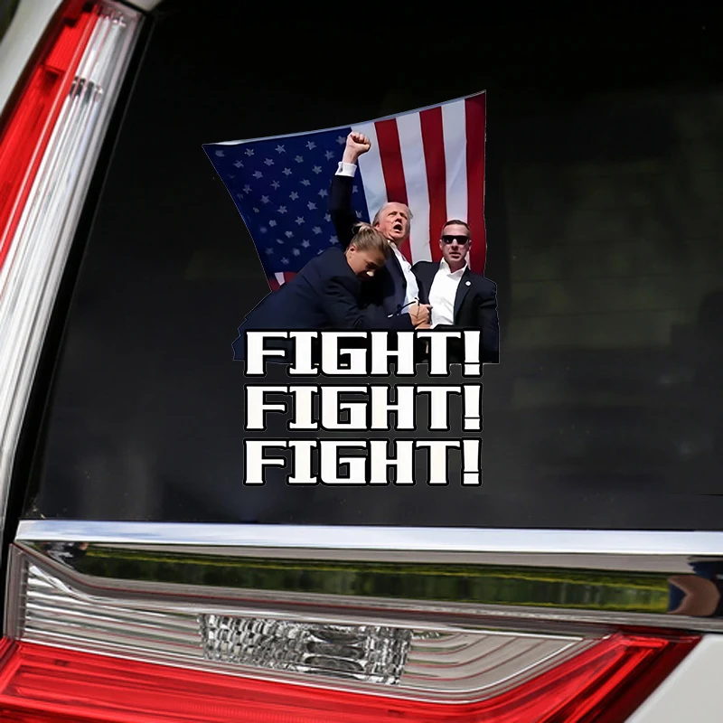 TRUMP FIGHT Car Stickers Auto Window Trunk Waterproof Vehicle Decoration Durable Trump Shooting Vinyl Decals