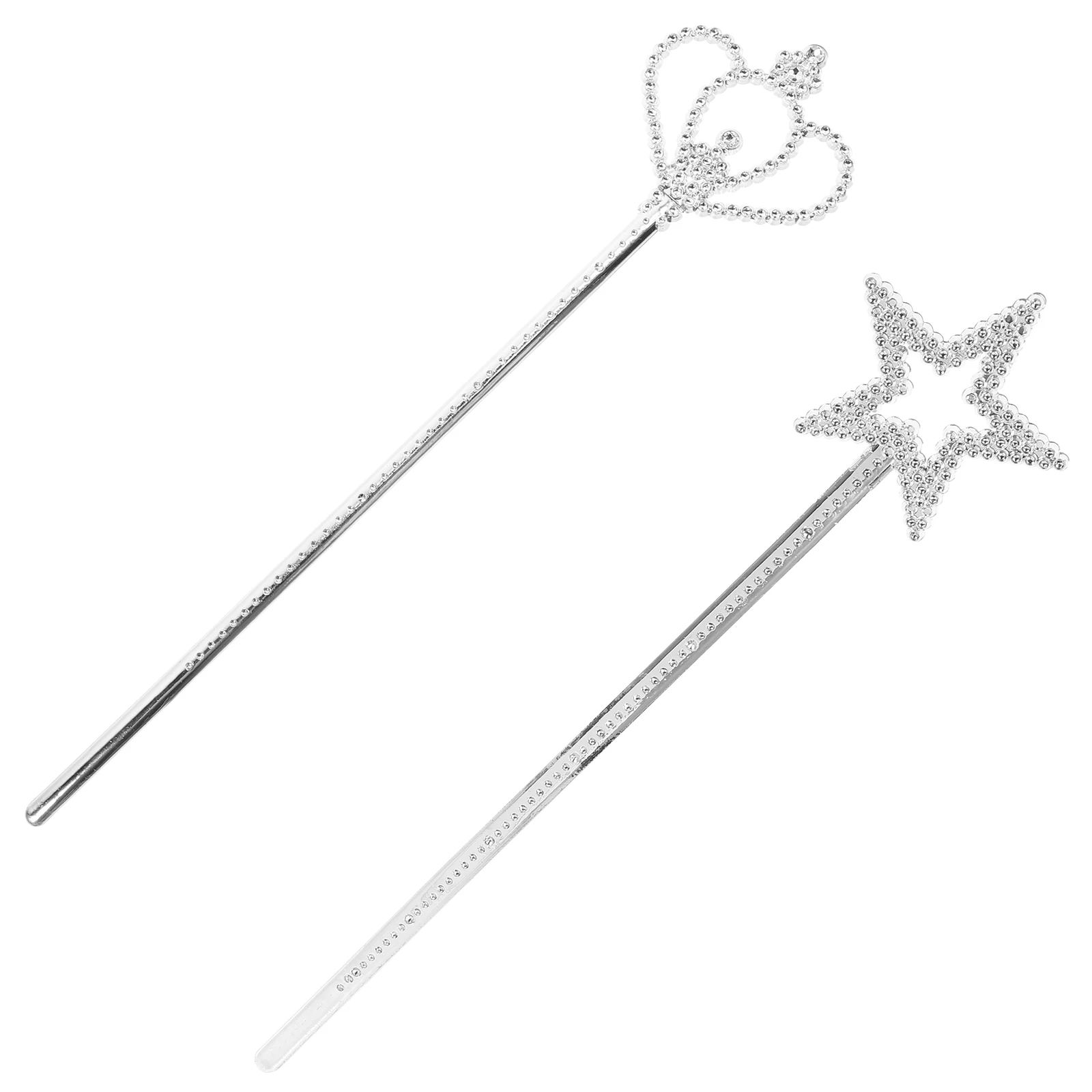 

2Pcs Silver Star Wands Dress Up Wand Exquisite Craftsmanship Versatile Use Stage Performance Costume Props