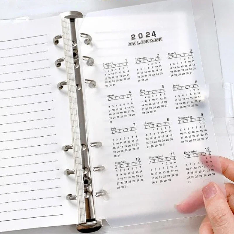 2024 Calendar PP Divider A5 A6 Loose Leaf Notebook Planner Index Sheet for Diary Journals Cute Stationery School Supplies