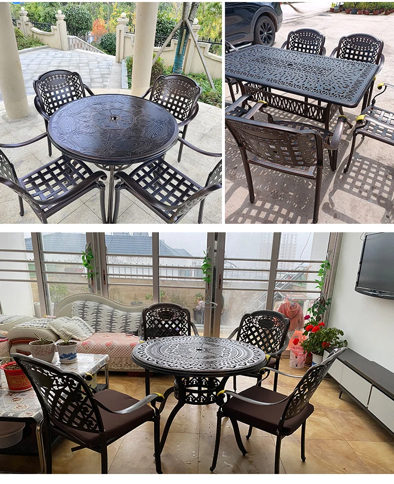 Outdoor cast aluminum tables and chairs courtyard villa outdoor leisure tables and chairs wrought iron aluminum alloy European c