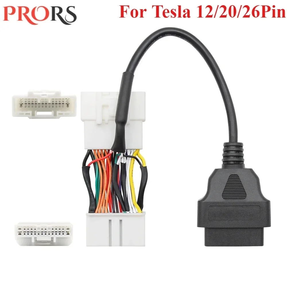 For Tesla 12/20/26pin To 16pin Male Female OBD2 Cable Connector Model S/X OBD2 Adapter Car Extension Cable Auto Diagnostic Tool