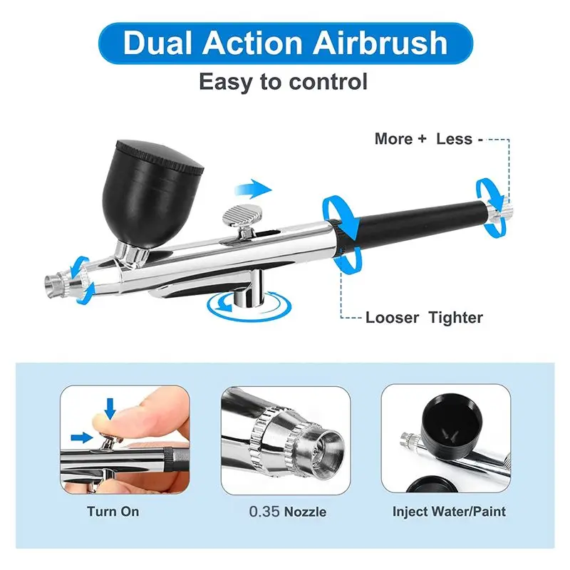 مجموعة فرشاة الهواء ABJJ مع ضاغط الهواء، فرشاة هوائية محمولة قابلة لإعادة الشحن 7.4 فولت 34 رطل لكل بوصة مربعة #5