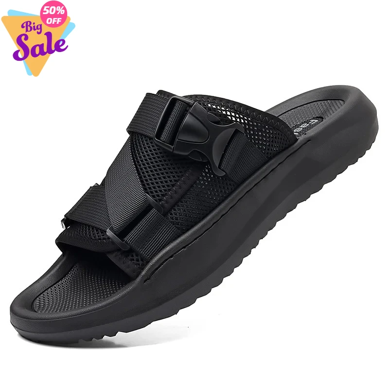 

Lightweight Soft Sole Walking Shoes New Men's Breathable Mesh Slippers Comfortable Beach Sandals Non-Slip Outdoor Slides Flats