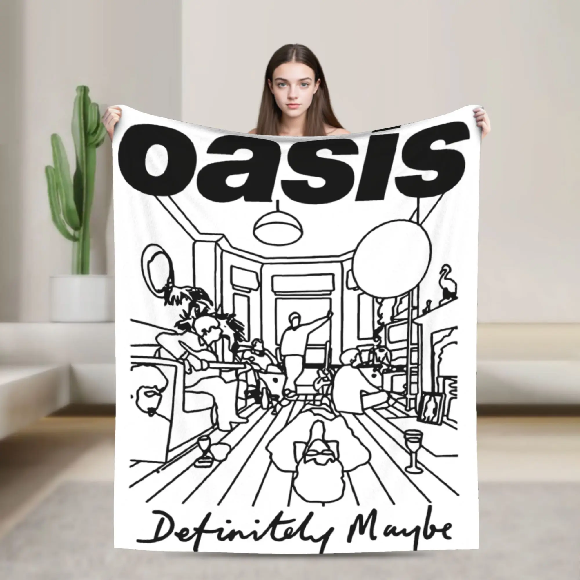 British Street O-Oasis Loose Flannel Blankets Rock Band Funny Throw Blanket for Bed Sofa Couch 150*125cm Quilt