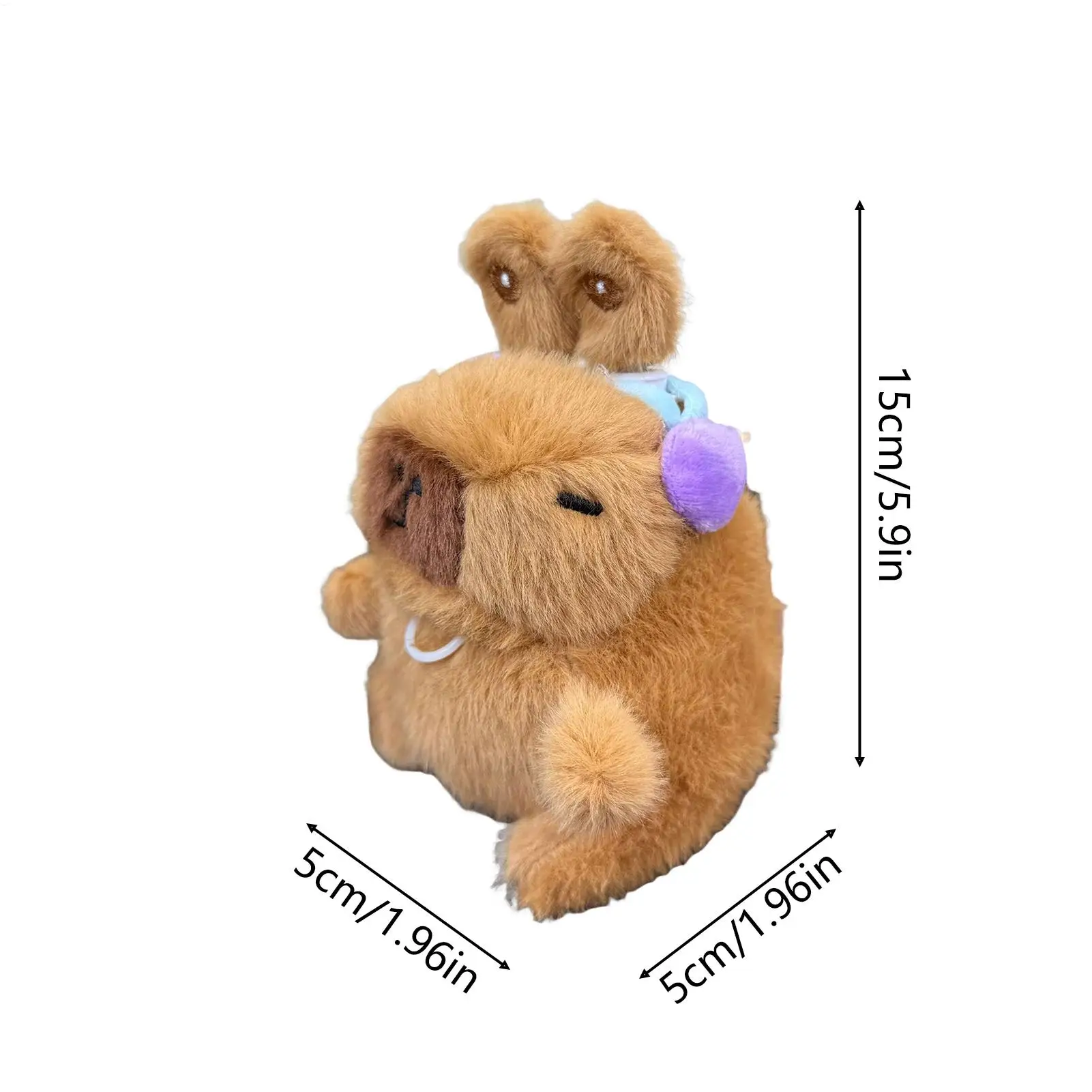Portachiavi Capybara morbido e adorabile con ciondolo per borsa con orecchie mobili Portachiavi Capybara in peluche Ciondolo per zaino per uomo Donna Ragazzi Ragazze