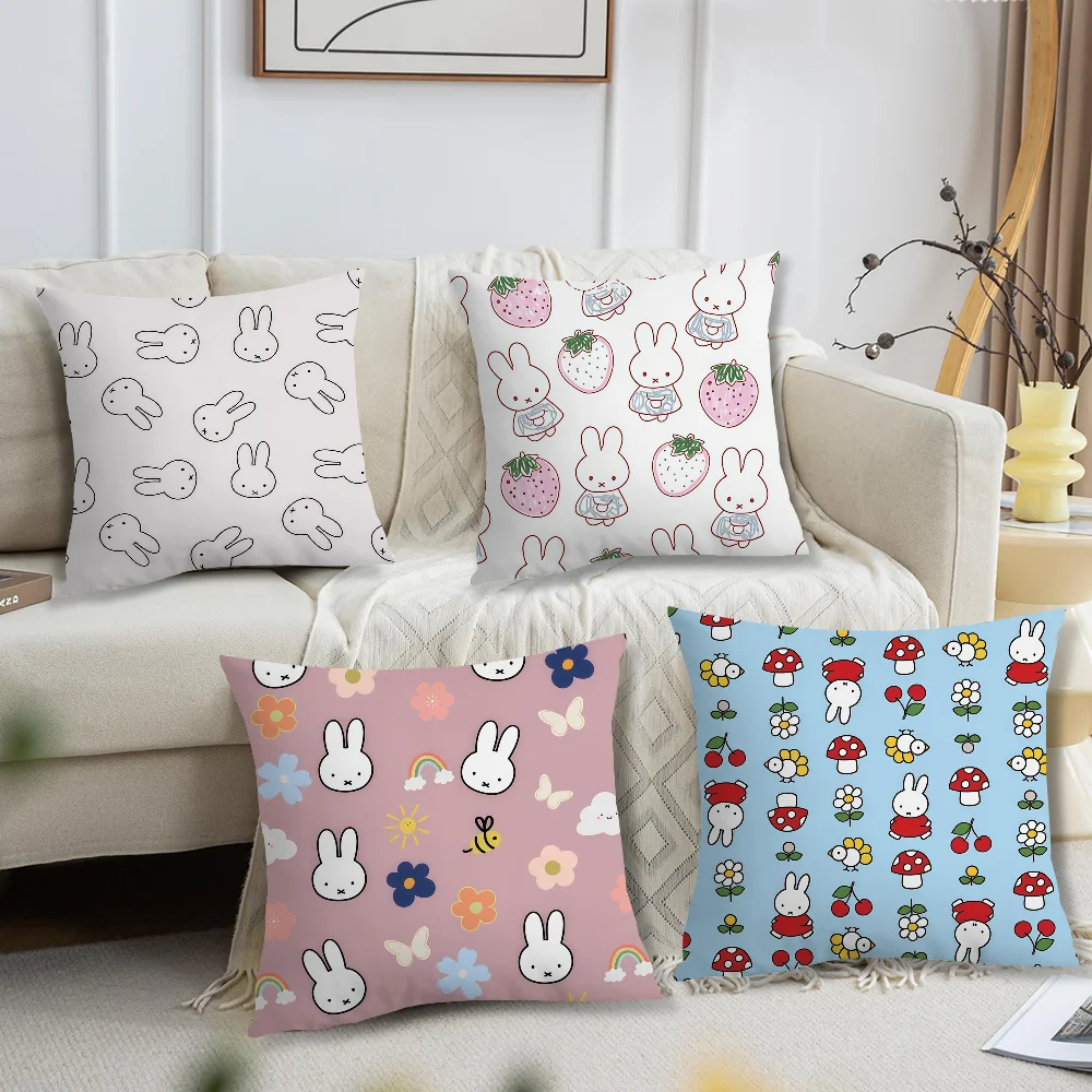 Cartoon M-Miffys Niedlicher Kissenbezug für Kissen, bedruckt, Sofa-Dekoration, Zuhause, Auto, Zimmer, Café, Büro, nordische Einfachheit