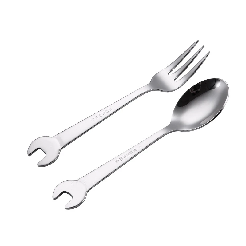 1PCS Wrench Shape Tableware Fork Spoon Gift Fruit Dessrt Salad Forks Home Kitchen Stainless Steel Cutlery