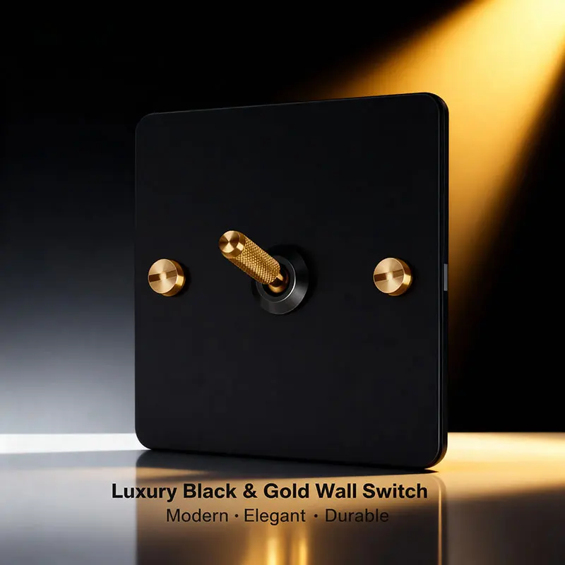 YINKA Stainless Steel Light Switch with Copper Toggle, Durable Modern Metal Wall Switch for Home, Single/Double/Triple Options