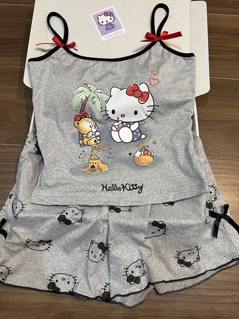 

Sanrio Sexy Pajamas Spicy Girl Sleepwear Summer Nightwear Sling Shorts Pyjama Kawaii Nightie Cartoon Pijama Home Suit Two Pieces