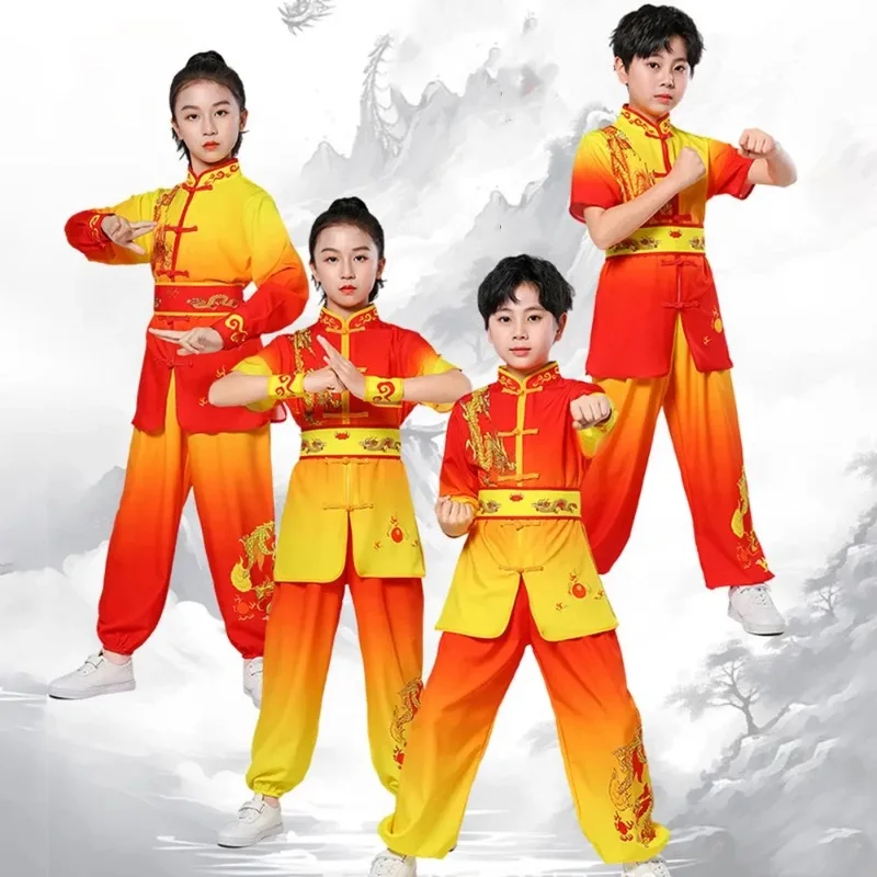 

Martial Arts Costumes Wushu Sets Kids Cosplay Kung Fu Uniform Baby Clothes Boy Set Tai Chi Stage Outfit Children Tang Suit Girl