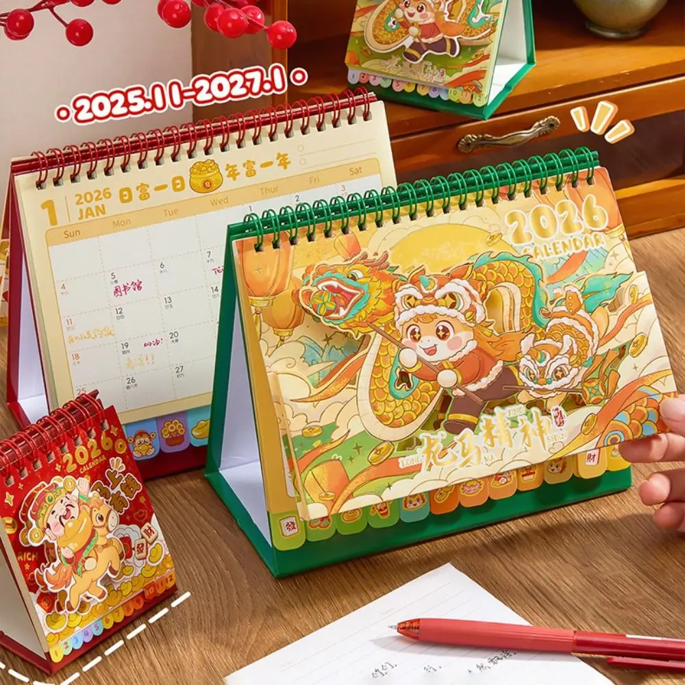 

Memo Notes 2026 Desk Calendar One Month to View Coil Binding Tabletop Schedule Cartoon Monthly & Daily Planner Home