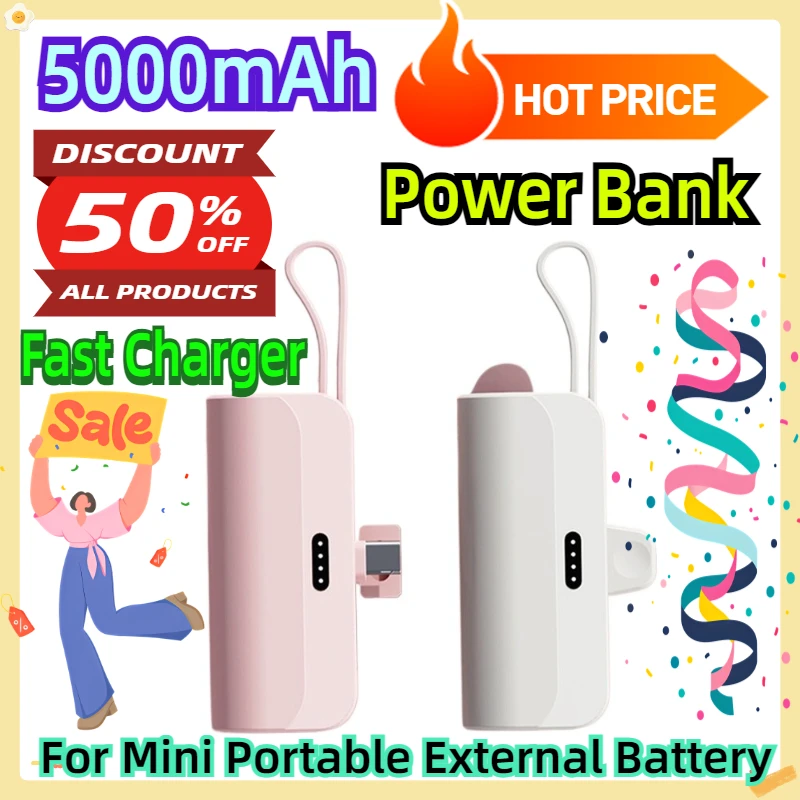 

For 5000mAh Mini Power Bank Portable Fast Charger External Battery