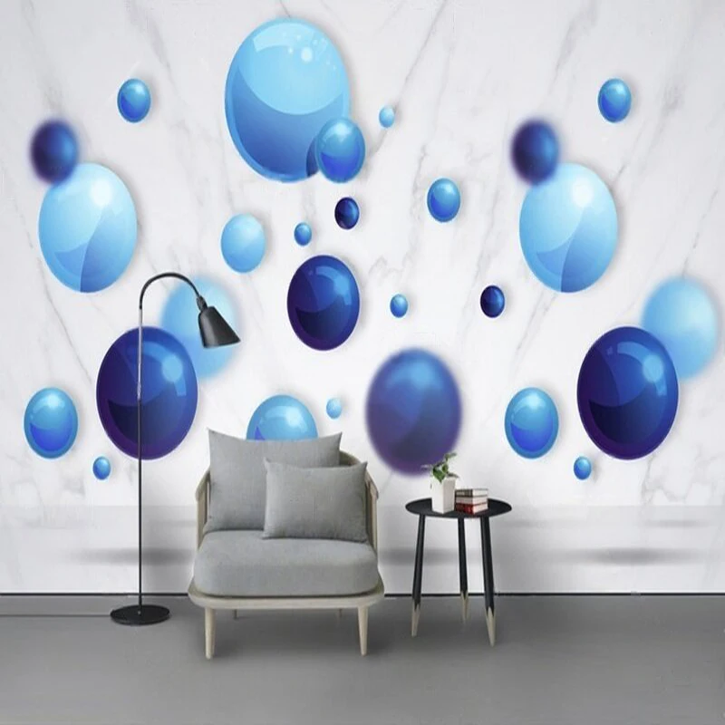 

MU8969 Blue simple 3d stereoscopic spherical marble indoor TV background wall paper