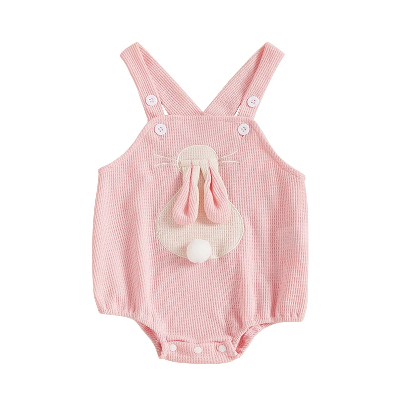 Baby Girl Easter Overalls Bunny Sleeveless Bodysuit Cute Rabbit Jumpsuit Newborn Spring Clothes