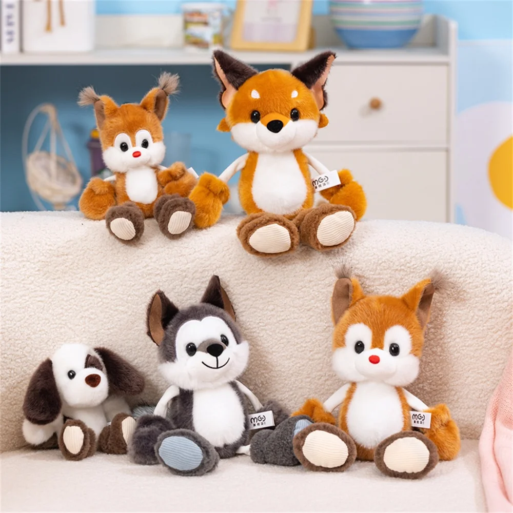 Cute Allen Series Fox Wolf Dog Squirrel Plush Keychain Cartoon Animal Stuffed Doll Backpack Pendant Kids Gift