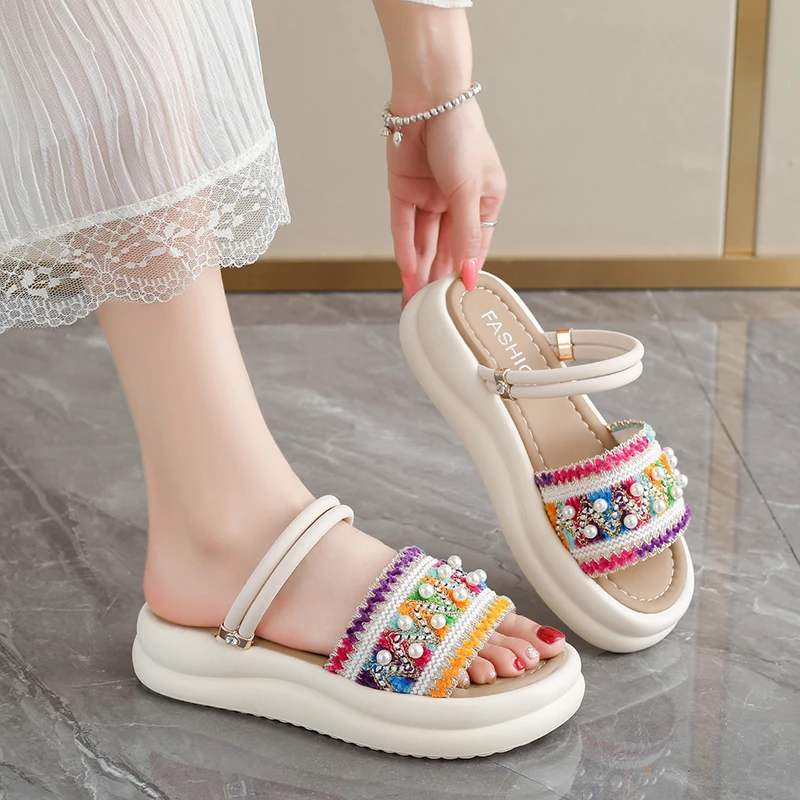 

Hot Selling Summer Casual Beach Sandals Slip-on Mule Style, Breathable Soft Sole Anti-slip Design For Daily Casual Occasions