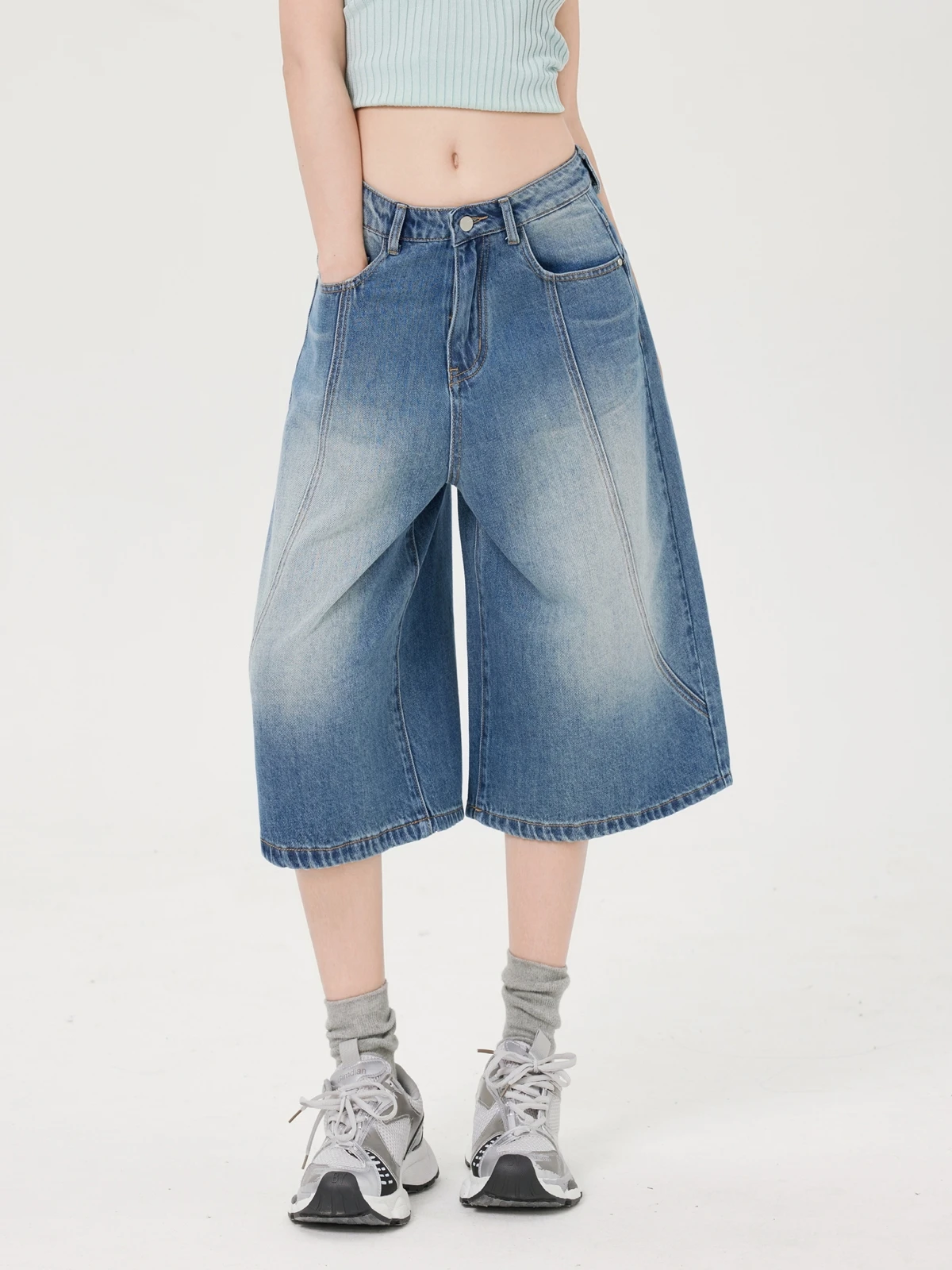 

ZHISILAO винтажные джинсы длиной до икры Y2k, женские повседневные классические прямые джинсовые брюки с высокой талией длиной до икры, уличная одежда, лето 2025