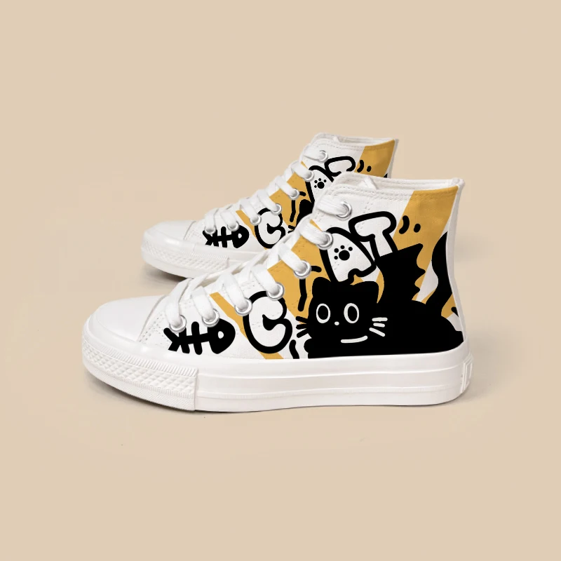 Amy and Michael Anime Cartoon Canvas Shoes Cute Girls Students High Top Casual Athletic Sneakers Female Woman Vulcanize Shoes