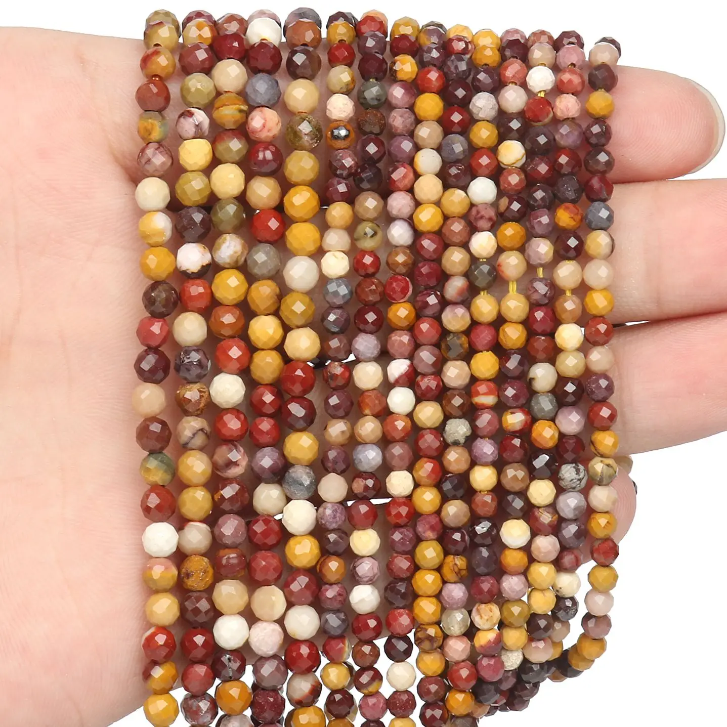 3 4mm Natural Faceted Mixed Mookaite Gems Stone Loose Spacer Beads for Jewelry DIY Making Bracelet Earrings Accessories 15''