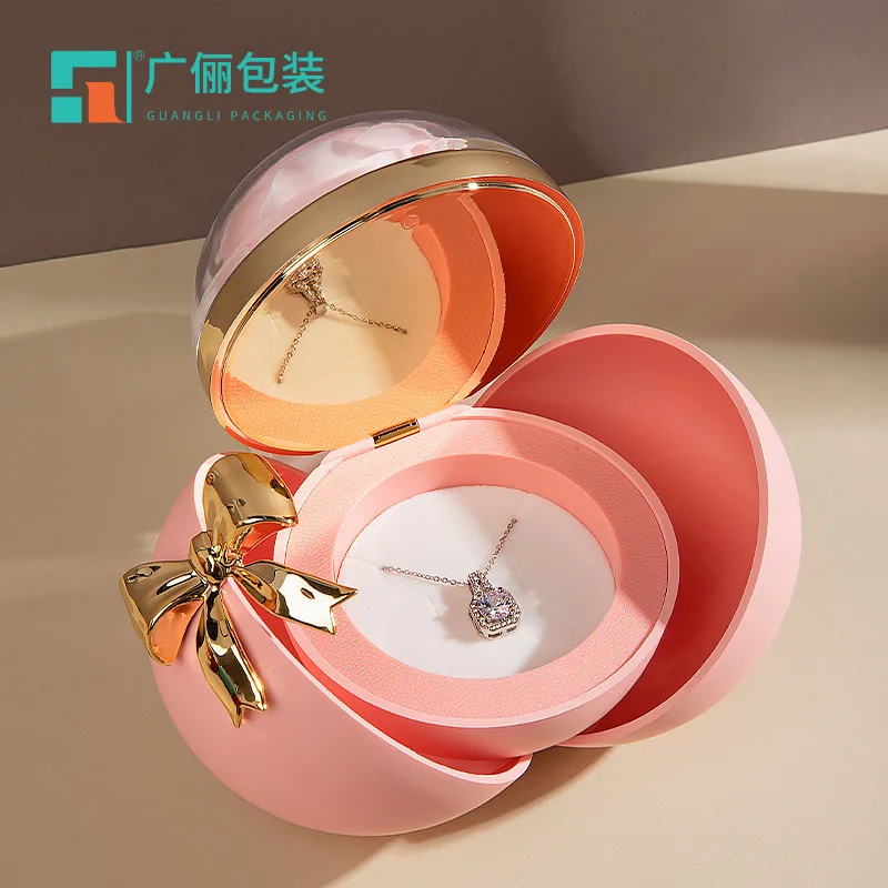 High-end exquisite jewelry storage box, Spherical Bow Magnetic Flower Qixi Valentine's Day Proposal Ring Necklace Jewelry Box