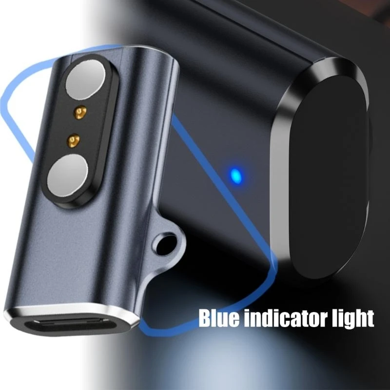 Type C to 2Pin 2.8mm Spacing Conversion Adapter Aluminum Alloy Charging Connector Head for Smartwatch 601E